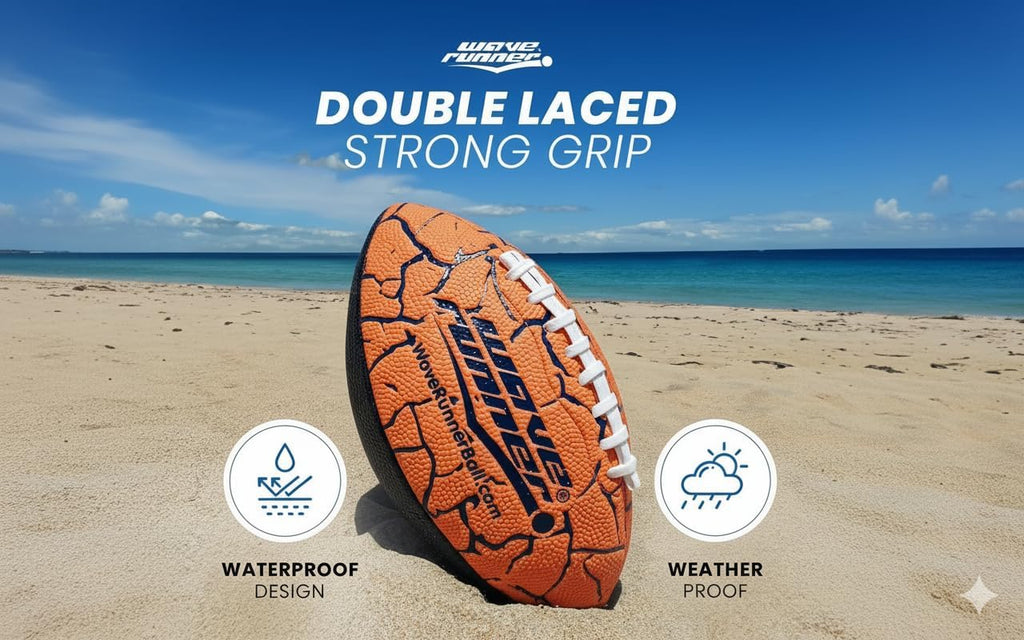 Grip It Waterproof Junior Size Football, 9.25 Size, Durable & Double Laced, Perfect for Beach Accessories, Kids Games, Pool Toys, Outdoor Games, All-Weather Indoor & Outdoor Play